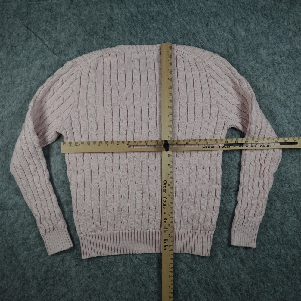 Polo Ralph Lauren Sweater Womens Large Pink Cable Knit Crewneck Long Sleeve - Picture 10 of 13